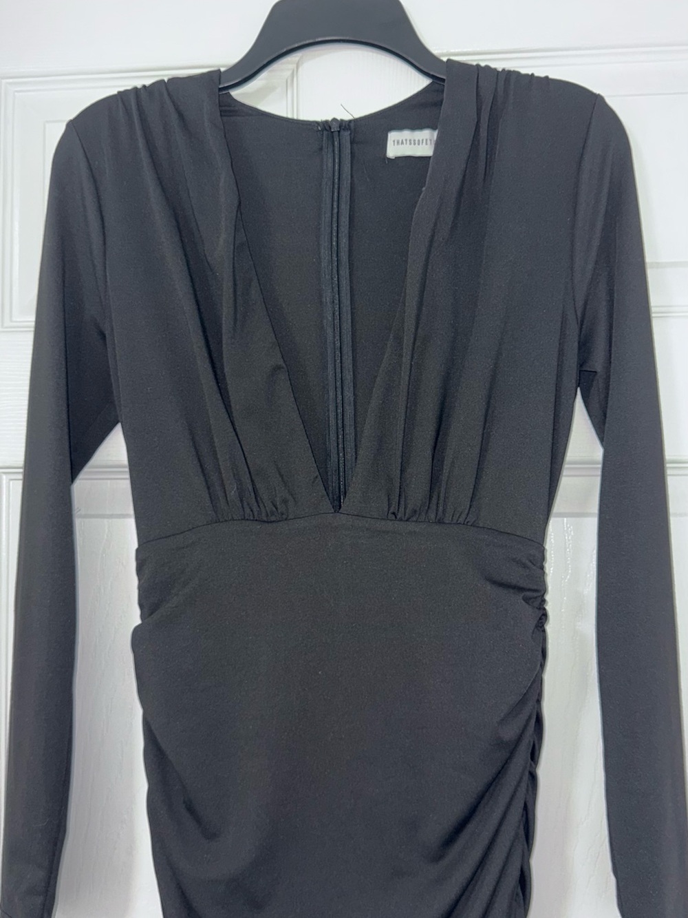 Deep V Long-Sleeve Dress - Picture 2 of 5